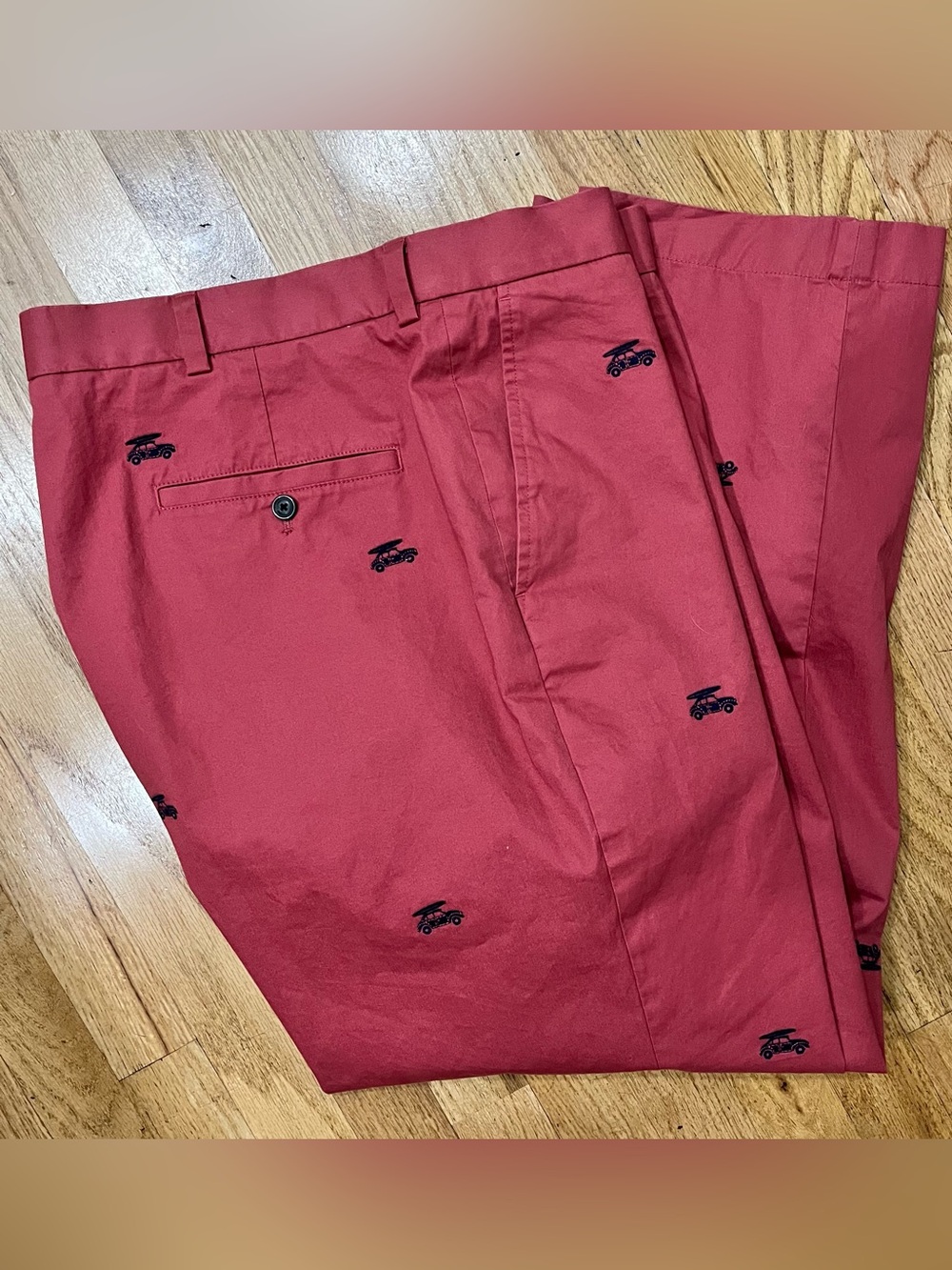 40x30” Brooks Brothers Embroidered VW-Surfboard Casual Chino. Nantucket Red/Blue